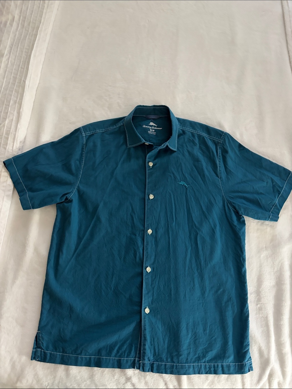 Tommy Bahama Teal Short Sleeve Button-Down Camp Shirt